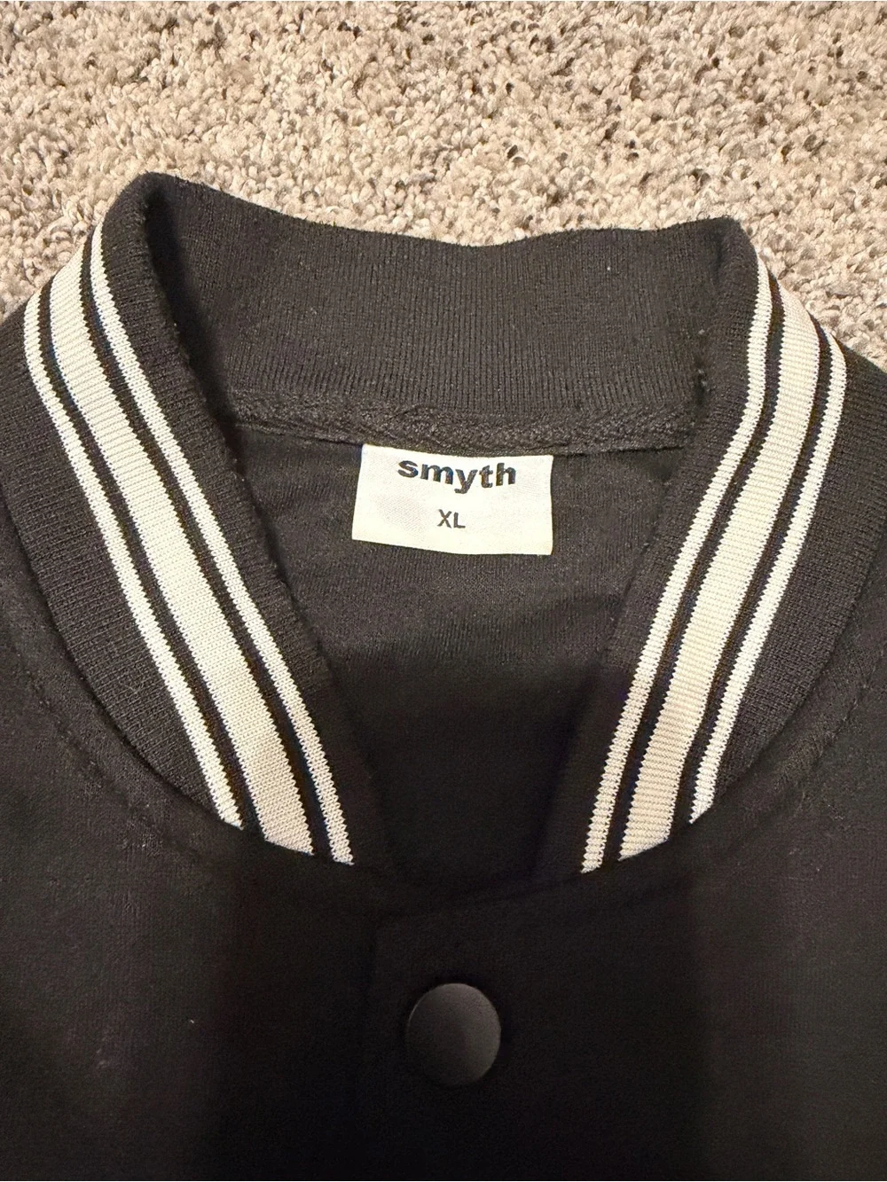 Smyth Black Bomber Jacket with White Sleeve Stripes